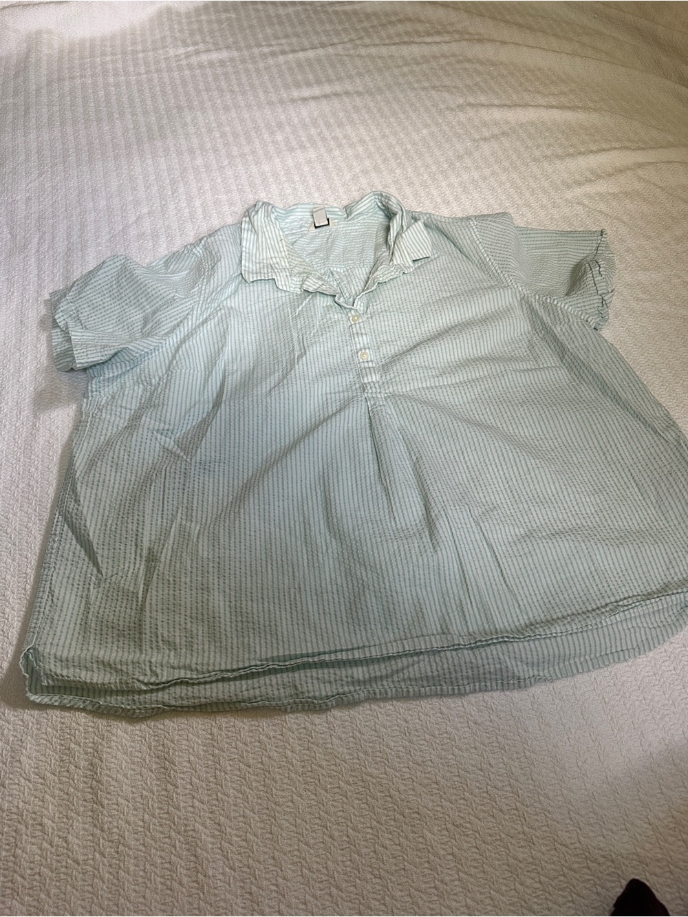 L.L. Bean Striped Short-Sleeve Polo Blouse